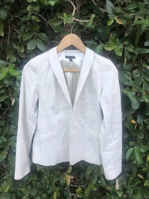 Blazer Chaqueta de Seda Eileen Fisher Talla 6 Petite Ramie Marfil Frente Abierto Forrado Foto 1 de 4