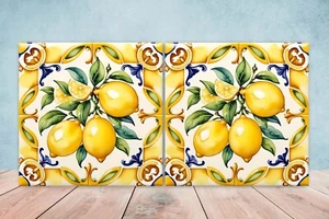 Juego de 2 azulejos de pared de mayólica de limón de cerámica italiana para decoración de paredes - Imagen 1 de 3