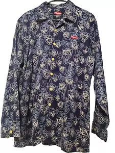 Mambo Australia Mens Button Front Shirt Blue With White Pattern - Picture 1 of 6