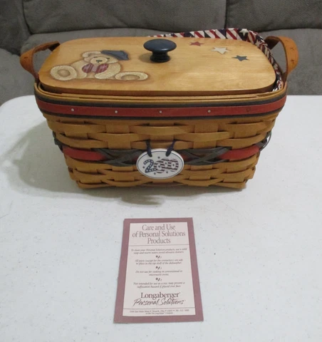 Longaberger 2000 All-American Sparkler Basket w/Liner, Divider Insert & More Cover
