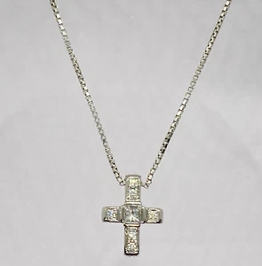 TASAKI Necklace Pendant Diamond 0.26ct Cross Platinum Pt900 Pt850 5.4g Auth 0057 - Picture 1 of 14