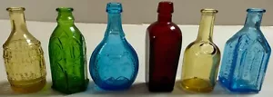 o'o'o . Set of 6 . Mini Miniature Glass Bottles . Great Window Sill Flower Vases - Picture 1 of 24