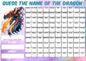 GUESS THE NAME OF DRAGON FUNDRAISING SCRATCHCARD St David's Day Welsh Sring Fair - Picture 1 of 1