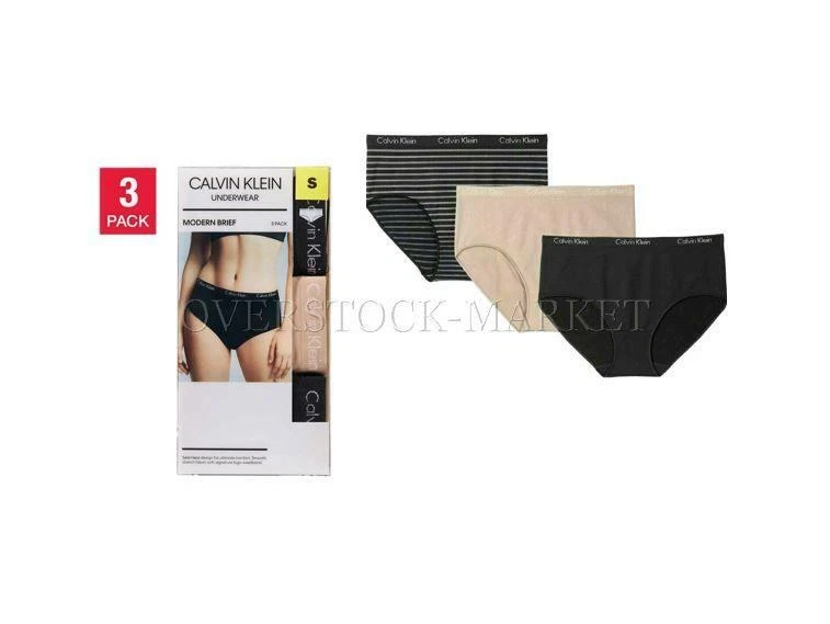 NEW OPEN 3 PK WOMENS CALVIN KLEIN SEAMLESS SMOOTH STRETCH MODERN BRIEF! VARIETY - Image 1 of 1