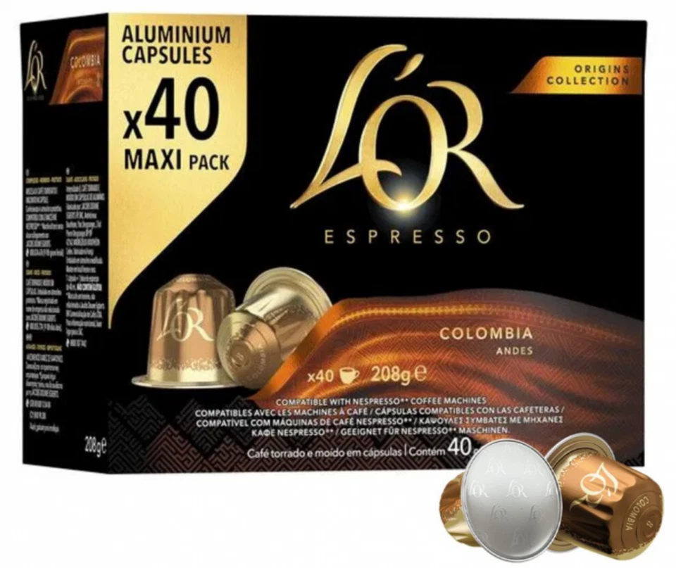 200 COLOMBIA L'OR Espresso-Kaffeekapseln – Nespresso-kompatible Aluminiumkapseln - Bild 1 von 1