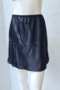 Vintage LIQUID Shiny Glossy Black FARR WEST Satin Half SLIP Skirt Petite Small - Picture 1 of 6