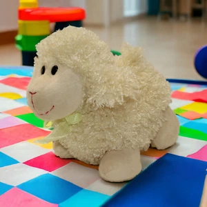 Homerbest Chenile Lamb Sheep Plush Stuffed Animal Green Ribbon - Picture 1 of 6