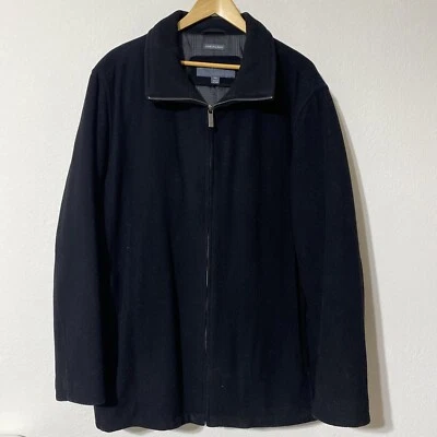 Perry Ellis Portfolio Jacket Men’s 2XL Black Italian Wool Blend Lined Full Zip - Image 1 of 4