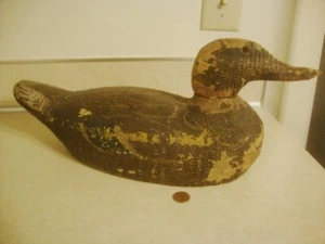 Antique Wooden Duck Decoy Brown Bill Original Paint Gundelfinger Wood Vintage! - Picture 1 of 12