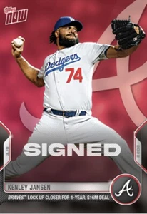 2022 TOPPS NOW SIGNED CARD ATLANTA BRAVES KENLEY JANSEN #ST-10 FROM DODGERS - Picture 1 of 1