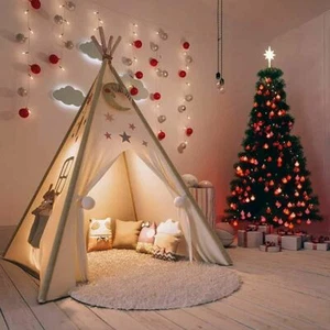 160CM Large Canvas Kids Teepee Indian Tent Indoor·Outdoor Children Play House`UK - Picture 1 of 17