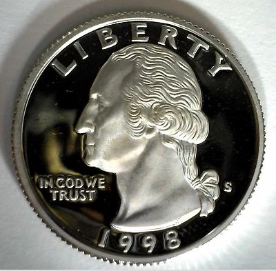 1998 S SILVER Proof Washington Quarter 25c Coin US Twenty Five Cents - Image 1 of 2