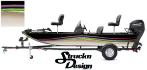 Abstract Lines Curves Modern Graphic Fishing Vinyl Bass Fish Decal Boat Wrap Kit - Picture 1 of 1