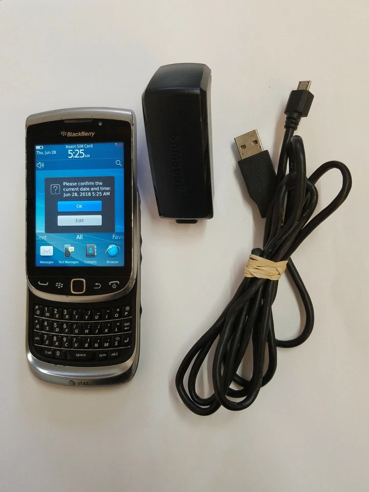 Rare At&t Prepaid Cricket Wireless H20 Blackberry Messenger Torch 9810 4G Phone - Image 1 of 4