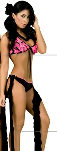 2028 Pink Bikini Outfit Shorts Top Dance Gogo Club wear Swim Suit Rave M L XL - Picture 1 of 5