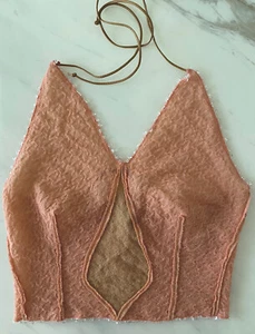 FENDI DESIGNER CROP  TOP PINK SMOCKED SIZE 40 AUTHENTIC VINTAGE MADE IN ITALY  - Picture 1 of 12