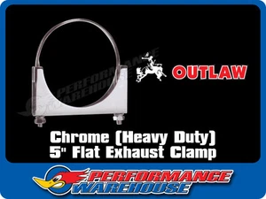 Chrome Plated Heavy Duty Steel 5 Inch Flat Exhaust Clamp Truck By Outlaw - Picture 1 of 2