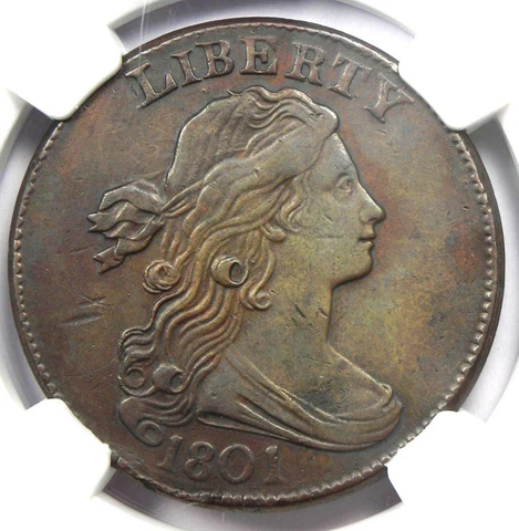 1801 Draped Bust Large Cent 1C 1/000 - Certified NGC AU Details - Rare Variety! Cover