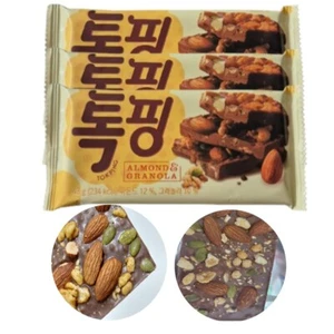 3X Orion Tokping Almond Granola Chocolate Snack Individual packaging 43g Korean - Picture 1 of 8