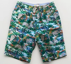 Boden Shorts Youth Boys 14Y Multicolor Jungle Tropical Bermuda Elastic Waist - Picture 1 of 6