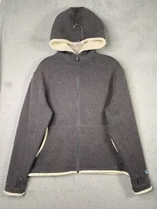 Kuhl Alfpaca Fleece Short Hoodie Jacket Womens XL Gray Full Zip Thumbhole - Picture 1 of 11