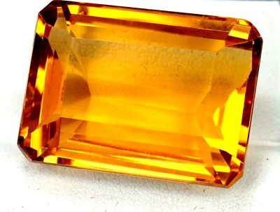 120 Ct Sparkling Yellow Citrine Color Artificial Top Quality Emerald Shape - Image 1 of 4