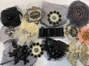  RHINESTONE BEADED SEQUIN TULLE  BRIDAL APPLIQUES LOT OF 8 ASSORTMENTS VARY - Picture 1 of 1