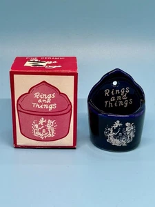 Rings And Things Cobalt Blue Wall Pocket Hanging Trinket Dish Ring Holder - Picture 1 of 13