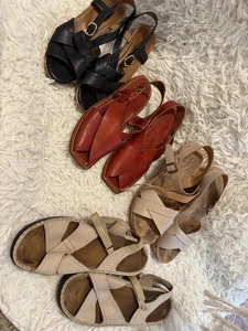 Lote Sandalias Damas - Naot, Kork Ease, Clarks Talla 9.5-10 Tostado Negro Rojo Cuña - Imagen 1 de 7