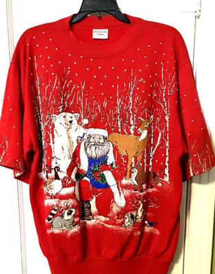 Vintage Ugly / Cool Christmas Sweater Sweatshirt Grizzly Adams Wilderness Santa - Image 1 of 4