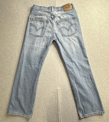 VINTAGE Levis 527 Jeans Boys 18 Blue Bootcut Red Tab Distressed Denim Made Egypt - Image 1 of 4