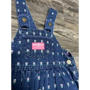 Vintage Oshkosh Floral Denim Overall Dress Size 4T - Picture 1 of 7