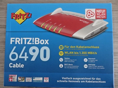 AVM FRITZBox 6490 Kabelmodem 4-Port Gigabit WLAN MESH Router *Frei nutzbar* - Bild 1 von 4