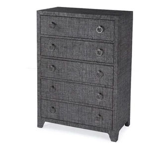 Butler Specialty Company Bar Harbor 5 Drawer Raffia Dresser - Charcoal Gray - Picture 1 of 10