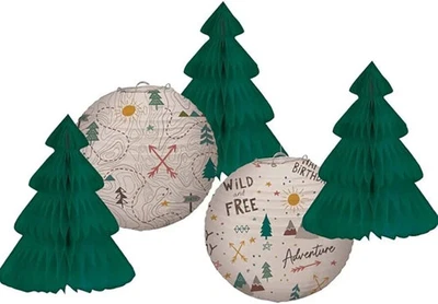 Wilderness Lantern & Honeycomb Bouquet Combo 5 Pc Adventure Birthday Party Decor - Image 1 of 4