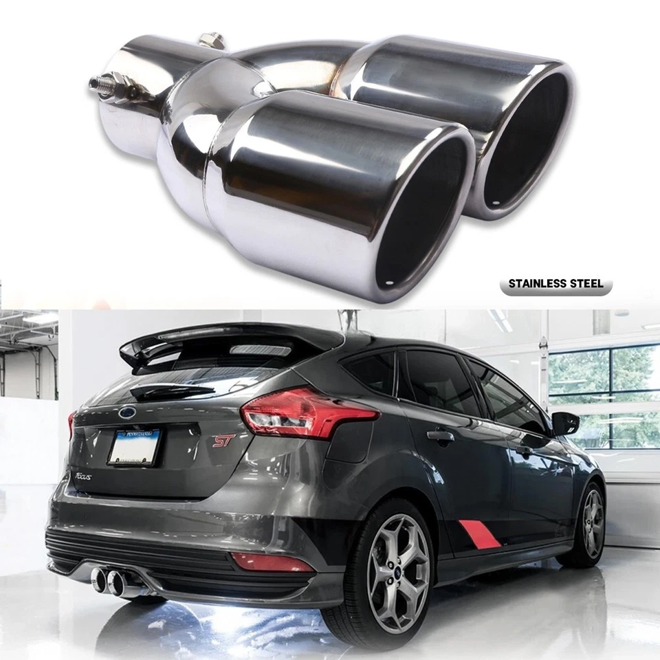 Puntas silenciador escape trasero doble/salida calibre 63 mm 2,5" para Ford Focus ST Foto 1 de 4