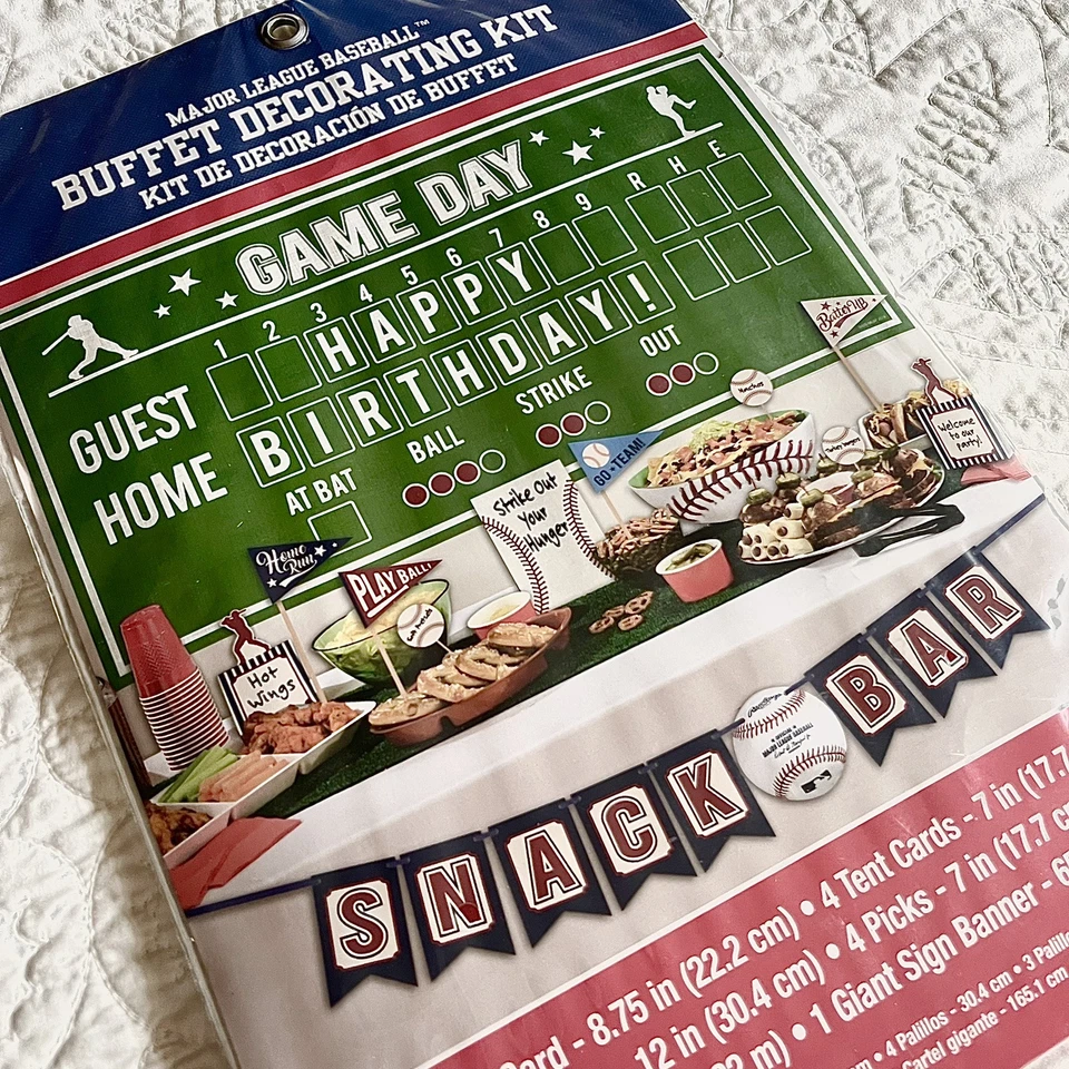 MLB Béisbol Buffet Decoración Kit Fiesta Cumpleaños Tailgating 15 Piezas Kit NUEVO Foto 1 de 4