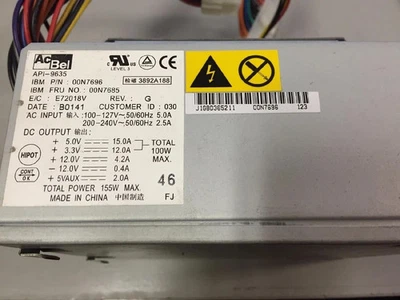 00N7696 ibm / acbel API-9635 155W atx power supply - Image 1 of 4