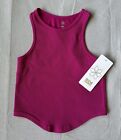 Aura Womens Ribbed Stretchy Fuchsia Cropped Top Tank New Activewear