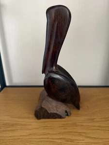 Hand Carved Ironwood Pelican Wooden Sculpture - Picture 1 of 7