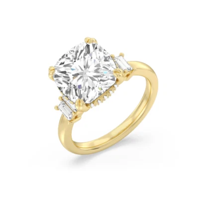 14k Gold Diamond Ring Lab Grown Cushion  2.8 Carat IGI Yellow Christmas Sale - Image 1 of 4