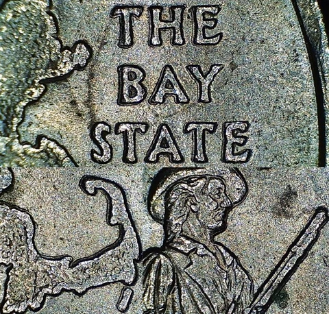 2000 Massachusetts State Quarter with Double Die Reverse (DDR) Cover