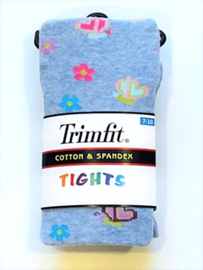 New Blue Trimfit Butterflies & Flowers Tights Size 7-8-9-10 NIP NWT - Picture 1 of 3