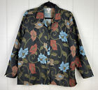 One Hanes Place Black Multicolor Floral Button Down Collared Shirt Shacket L