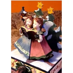 St. Nicholas Square Swaying Christmas Angels We've Heard on High Wood Music Box - Picture 1 of 9
