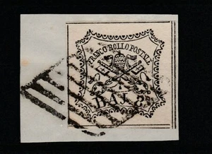 FRANCOBOLLI - 1852 STATO PONTIFICIO 8 BAJ BIANCO E/1451 - Foto 1 di 1