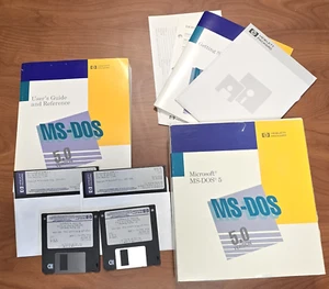 Logiciel Microsoft MS-DOS 5.0 Hewlett Packard en boîte disques vintage 5,25 et 3,5 - Photo 1/12
