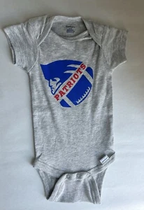 Gerber Onesie New England Patriots Football Baby Bodysuit Gray 3-6M NFL Short Sl - Picture 1 of 3