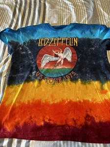 Led Zeppelin Vintage Style Tie Dye Kurzarm Hemd Gr. XL - Bild 1 von 3
