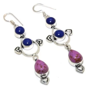 Italian Red Coral Gemstone 925 Sterling Silver Earring 2.96 " B156 - Picture 1 of 7